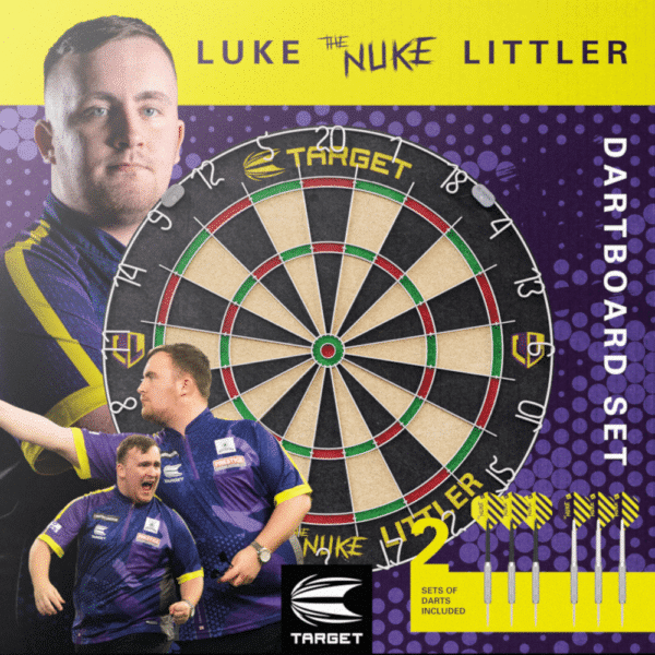 Target Luke Littler Dartboard + 2 Dartsets - Package