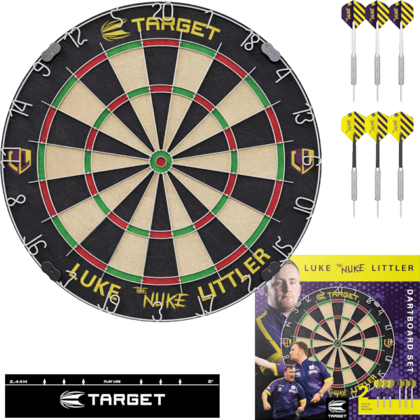 Target Luke Littler Dartboard + 2 Dartsets - What's in the Box