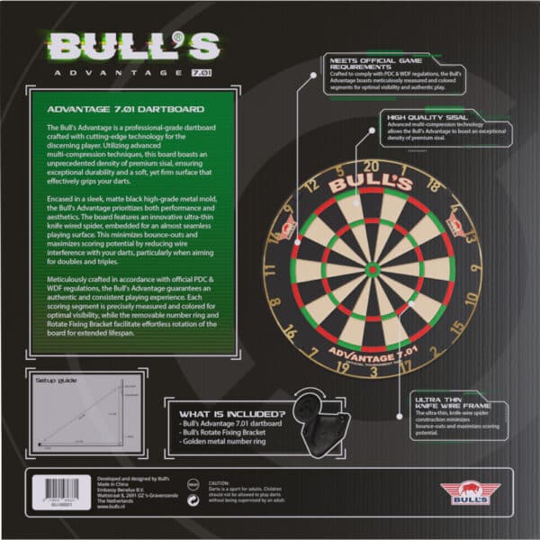 Bull's NL Advantage 701 Dartboard 2024 - jetzt kaufen - SK.Darts 7.01 Pack Back